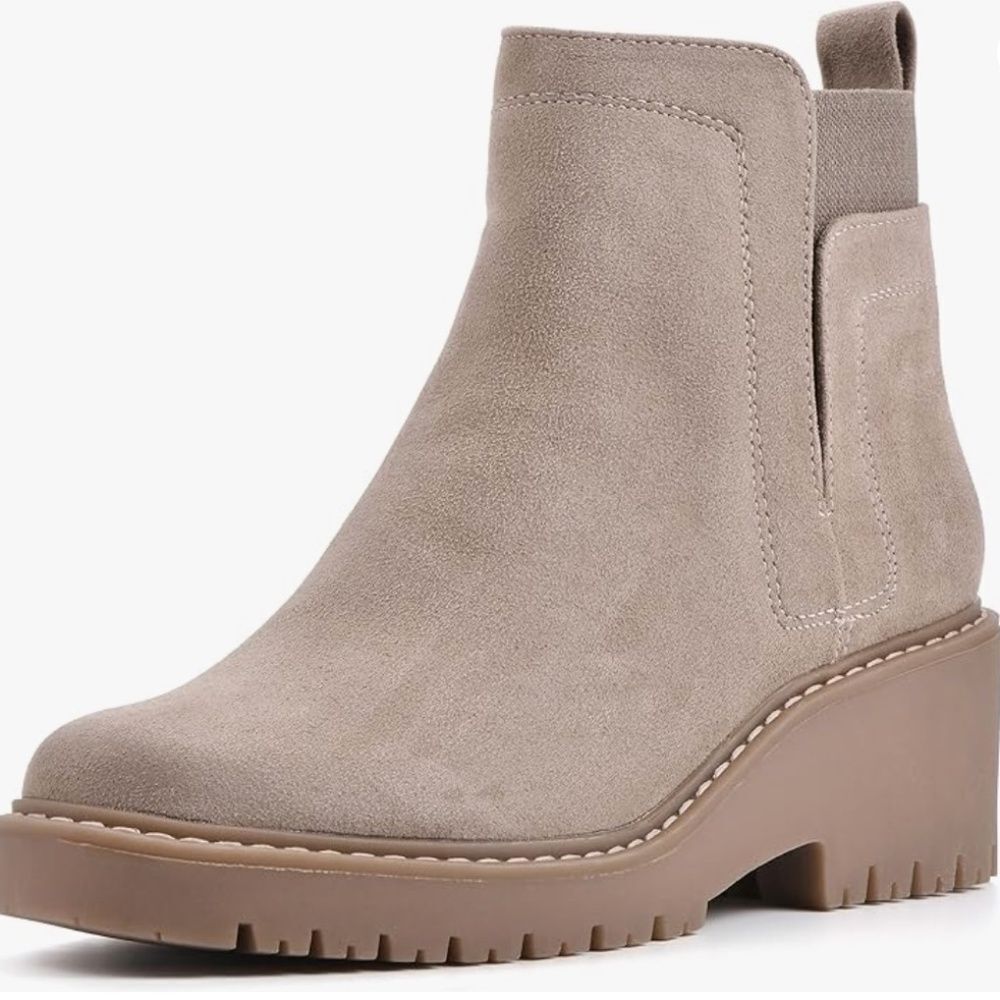 White Mountain Women Dear Chelsea Booties Sand Platform Heel Zip Cushioned  7